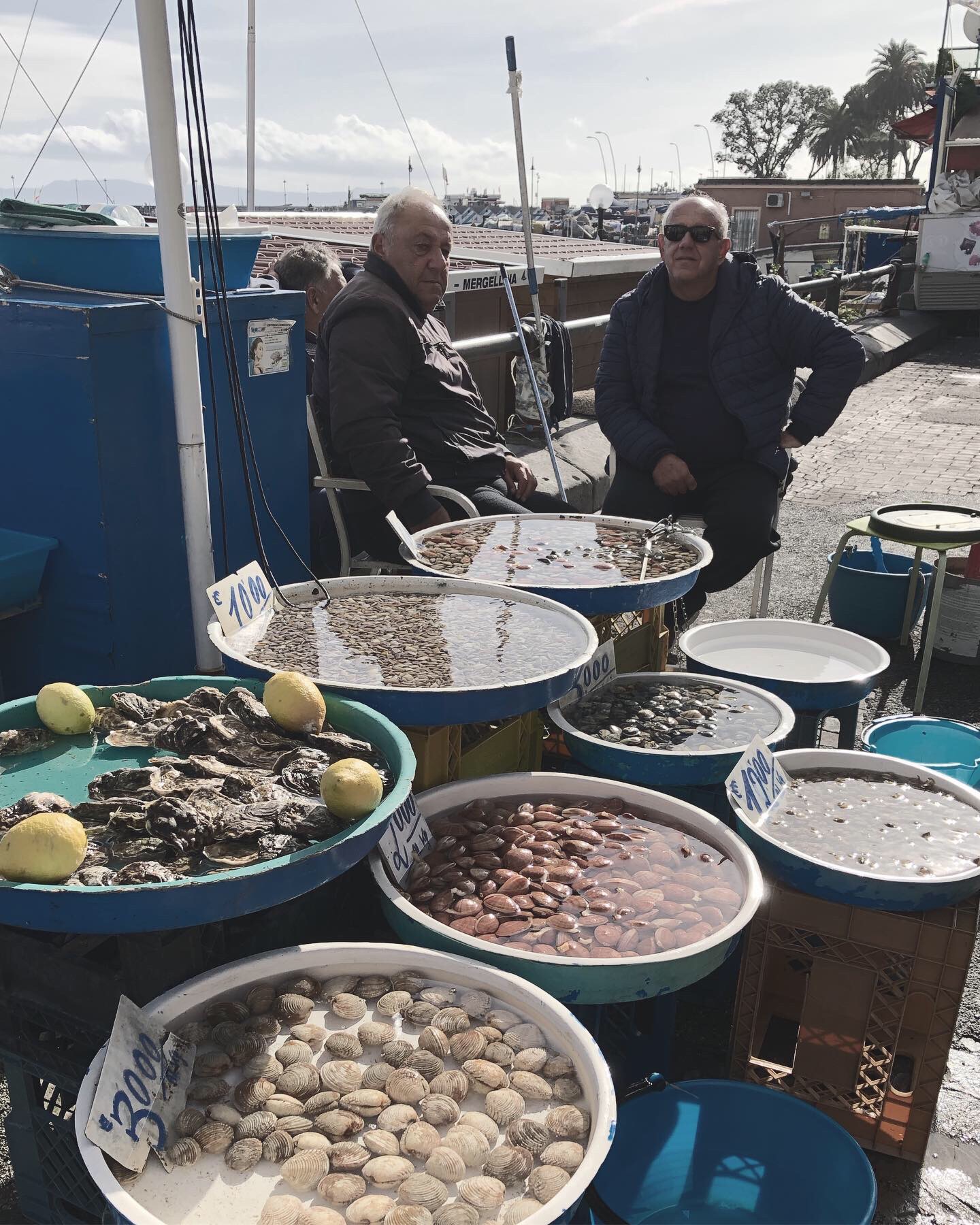 men selling sea food