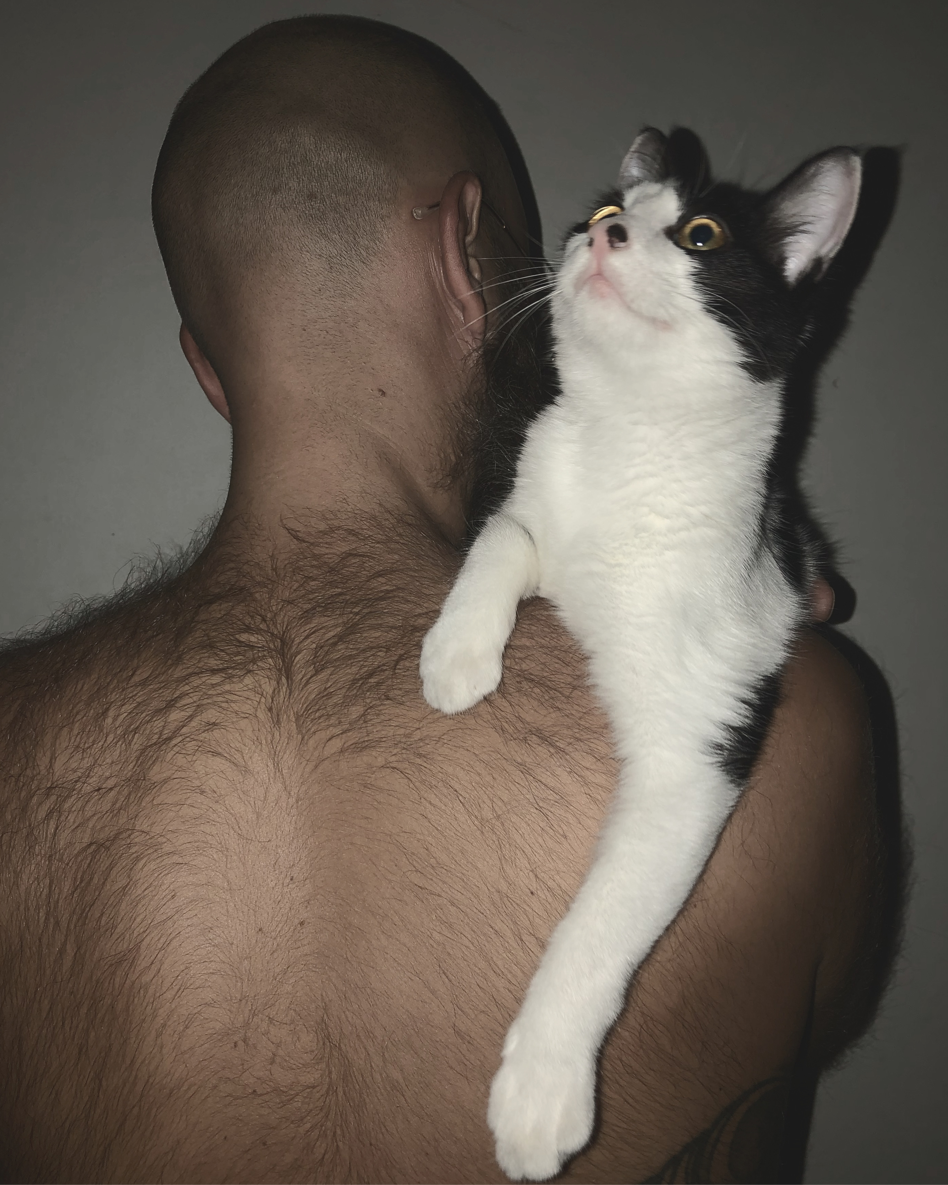 man with a cat